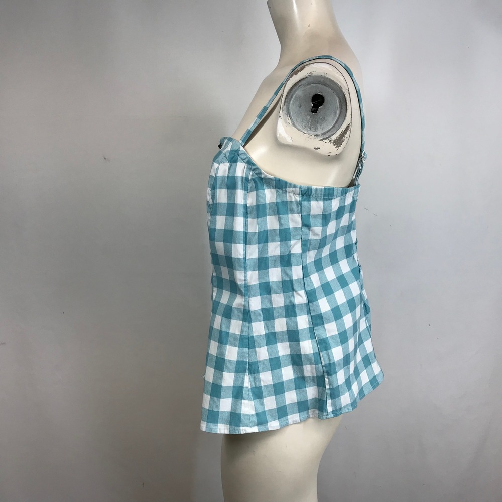 Torrid Blue White Gingham Button Front Smocked Ba… - image 6